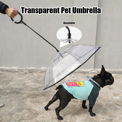 Transparent Dog Rain Umbrella – Detachable & Adjustable Pet Leash for Small Dogs