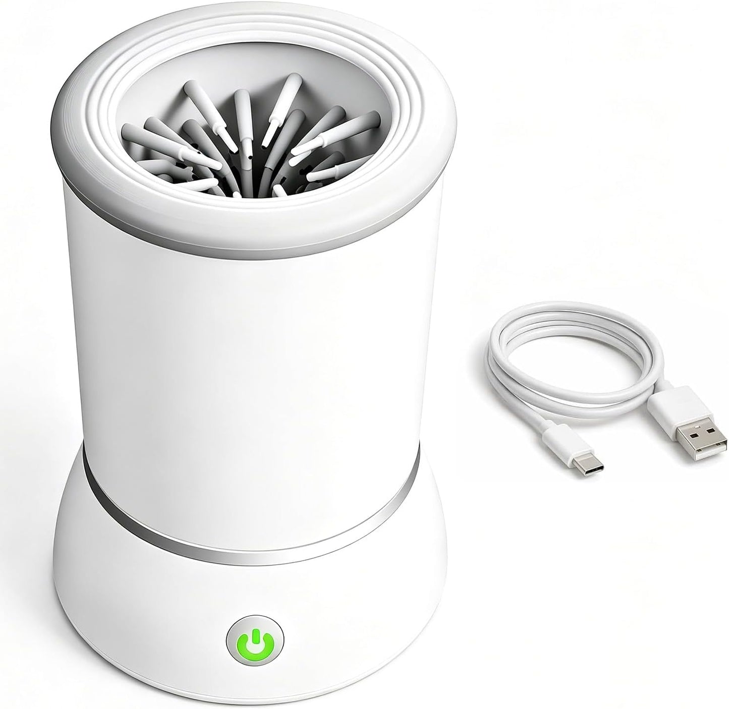Dog Paw Cleaner Automatic Silicone Washer Cup, USB Rechargeable 2000Mah Portable Grooming Massager Dirty Paws for Small Medium Dogs Cats, White