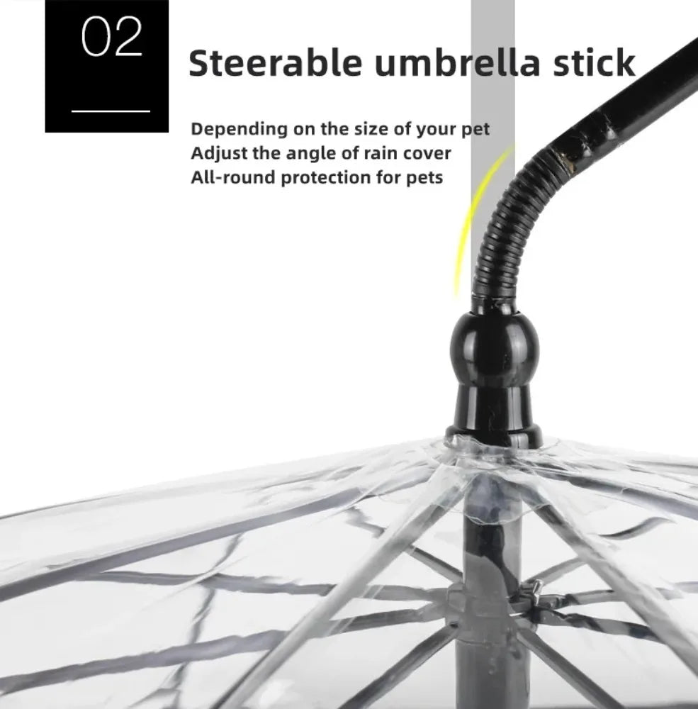 Transparent Dog Rain Umbrella – Detachable & Adjustable Pet Leash for Small Dogs