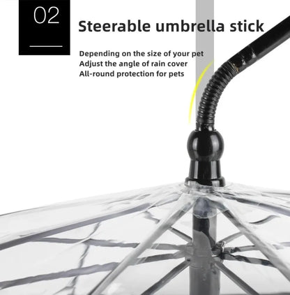 Transparent Dog Rain Umbrella – Detachable & Adjustable Pet Leash for Small Dogs