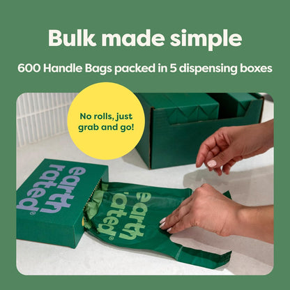 Earth Rated Lavender Dog Waste Bags with Handles - Value Pack of 600, Easy Tie and Guaranteed Leakproof