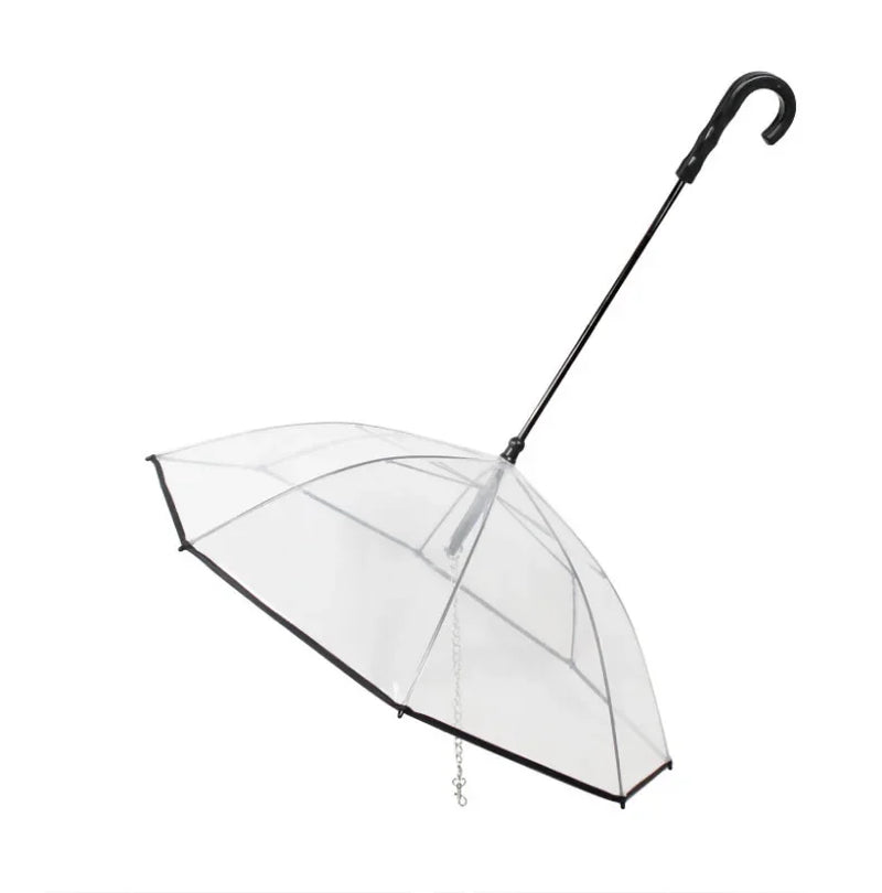 Transparent Dog Rain Umbrella – Detachable & Adjustable Pet Leash for Small Dogs