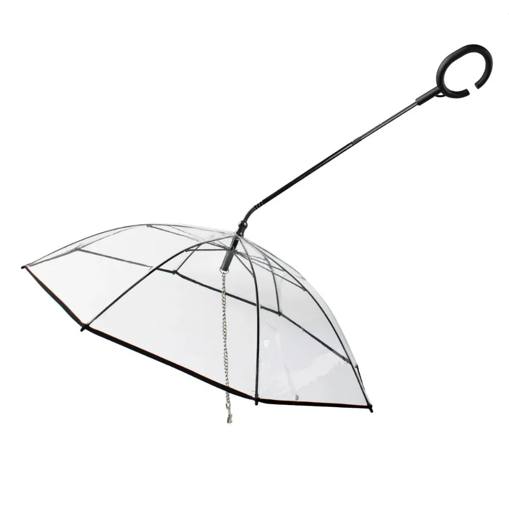 Transparent Dog Rain Umbrella – Detachable & Adjustable Pet Leash for Small Dogs