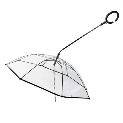 Transparent Dog Rain Umbrella – Detachable & Adjustable Pet Leash for Small Dogs