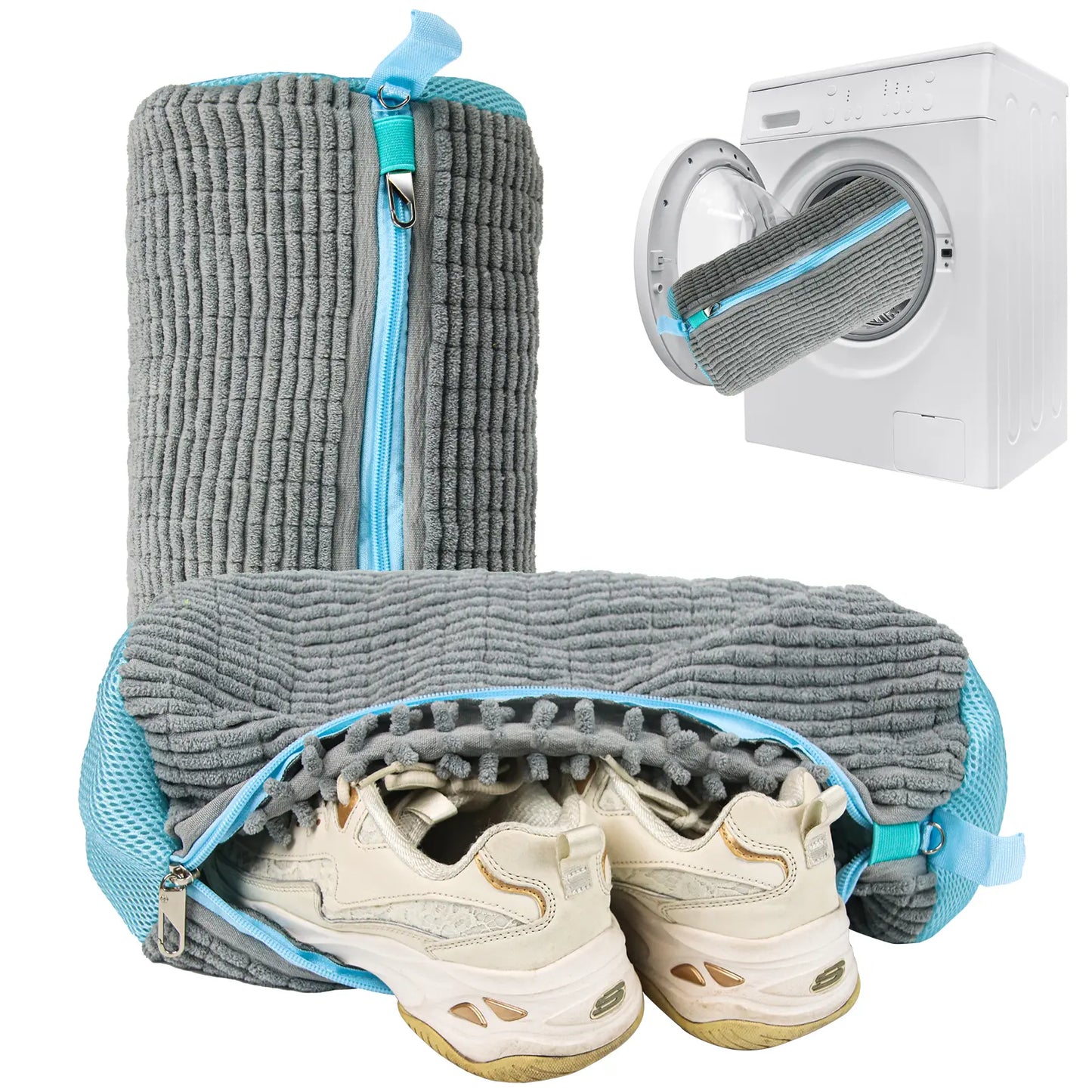 Shoe Washing Bag for Washing Machine and Drying Machine - Durable Shoe Washing Bag Suitable for All Shoe Sizes, Will Not Damage Shoes, Can Be Reused, and Is Easy to Store (Yellow/Gray) Laundry Organizer Laundry Room Organiser