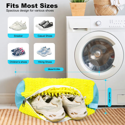 Shoe Washing Bag for Washing Machine and Drying Machine - Durable Shoe Washing Bag Suitable for All Shoe Sizes, Will Not Damage Shoes, Can Be Reused, and Is Easy to Store (Yellow/Gray) Laundry Organizer Laundry Room Organiser