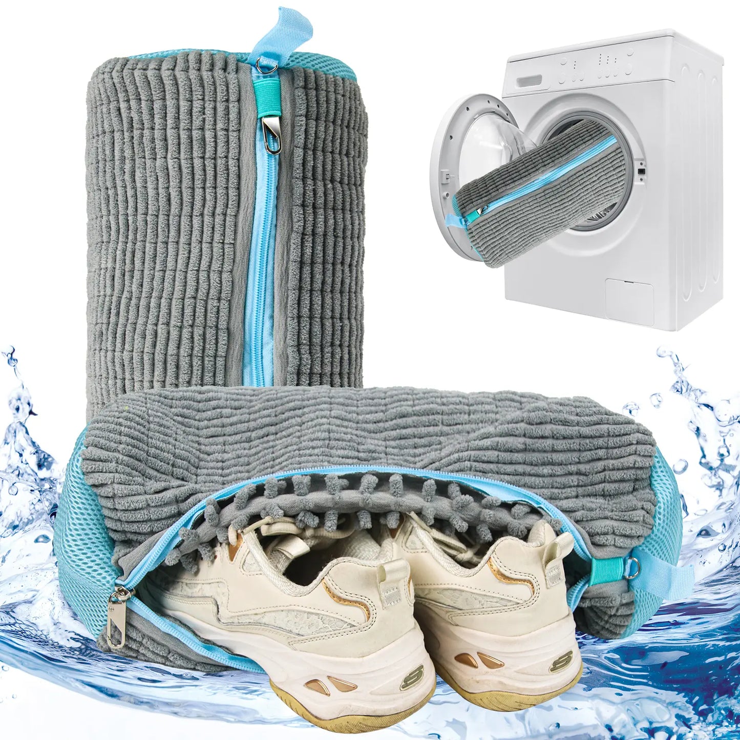 Shoe Washing Bag for Washing Machine and Drying Machine - Durable Shoe Washing Bag Suitable for All Shoe Sizes, Will Not Damage Shoes, Can Be Reused, and Is Easy to Store (Yellow/Gray) Laundry Organizer Laundry Room Organiser